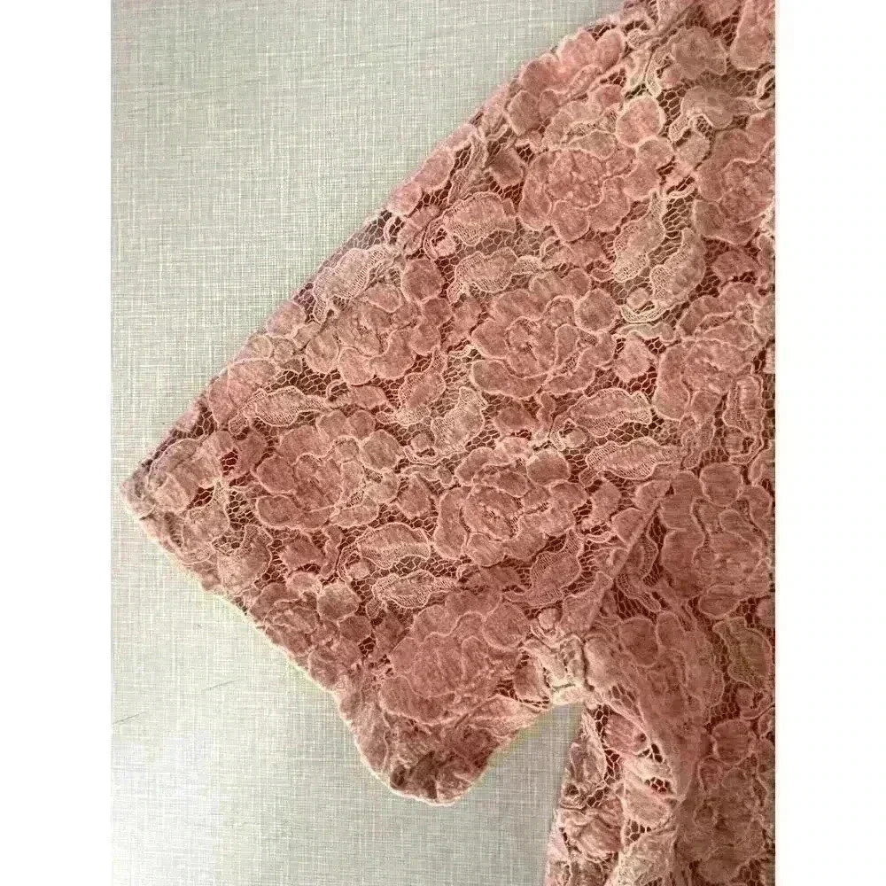 Urban Outiftters Sz SM Pink Lace Cropped Shirt Cottage Core Romantic Fairy - Picture 5 of 12